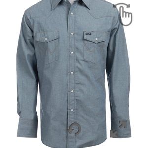 Men’s Chambray Wrangler Pearl Snap shirt  cotton